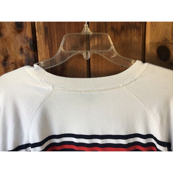 Tommy Hilfiger White Long Sleeve Sweater Men XXL Crew Neck Striped Nautical - Picture 5 of 10